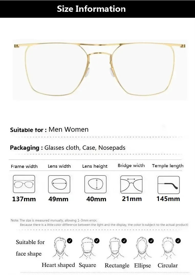 Bobbie Women's Full Rim Square Double Bridge Titanium Eyeglasses 955027