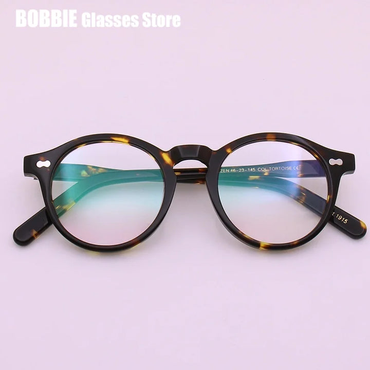 Bobbie Women's Full Rim Oval Round AcetateTitanium Eyeglasses 464223