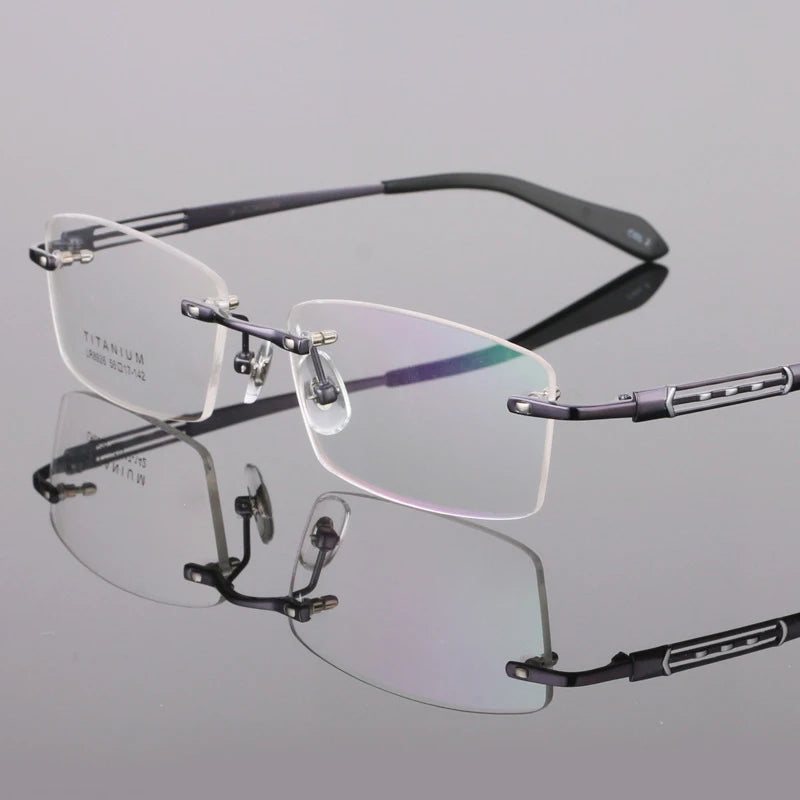 Bclear Unisex Rimless Square Titanium Eyeglasses 89264