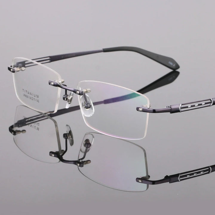 Bclear Unisex Rimless Square Titanium Eyeglasses 89264