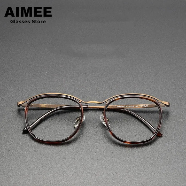 Aimee Unisex Full Rim Round Square Titanium Acetate Eyeglasses 5912 Full Rim Aimee   