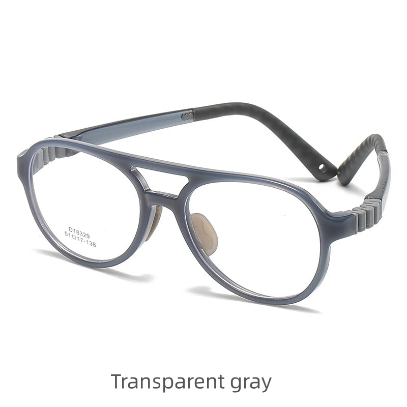 KatKani Childrens Unisex Full Rim Double Bridge Round Plastic Eyeglasses Dm18329 Full Rim KatKani Eyeglasses Transparent gray  