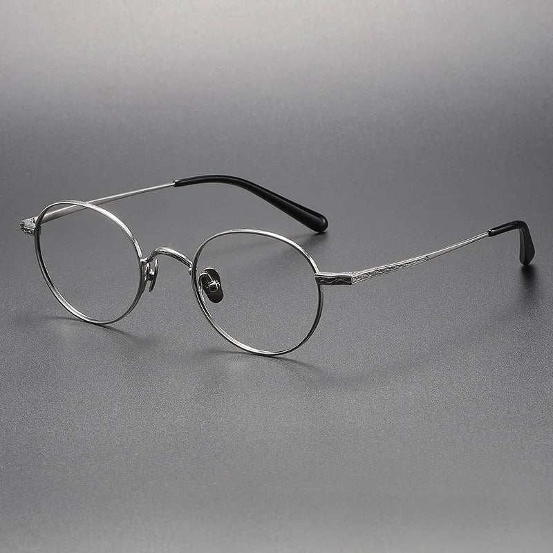 Black Mask Women's Full Rim Round Titanium Eyeglasses 4922 Full Rim Black Mask Silver  