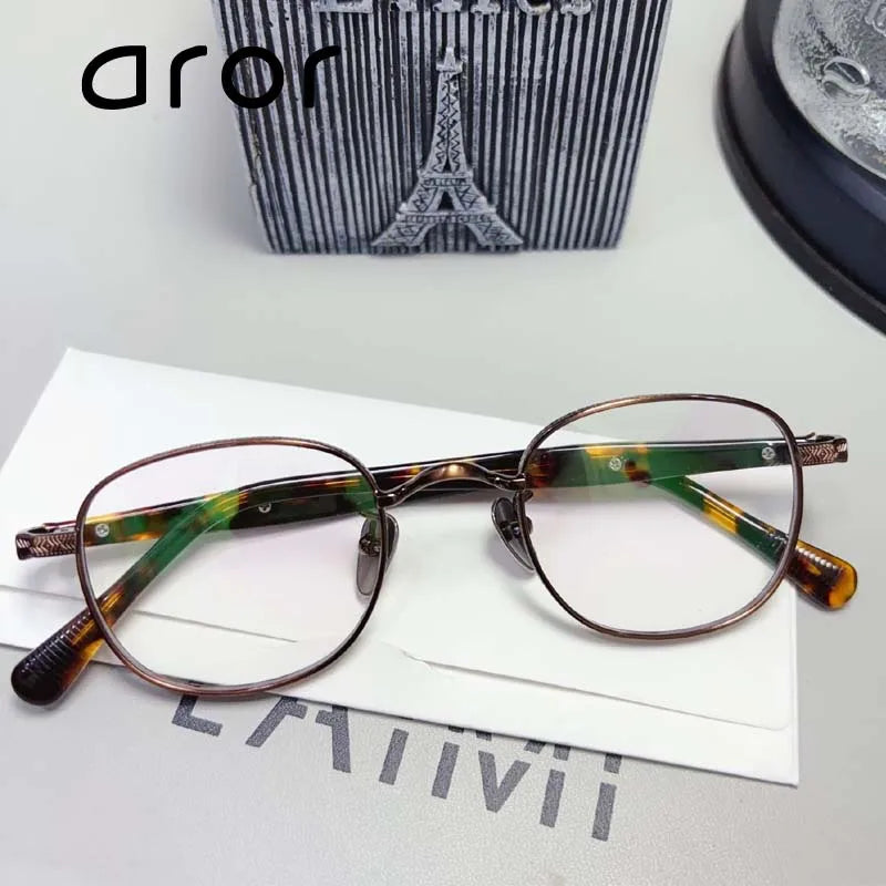 Aror Women's Full Rim Small Oval Titanium Acetate Eyeglasses 41465 Full Rim Aror