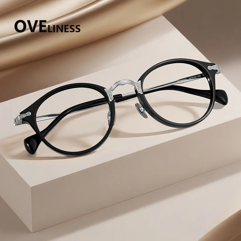 Oveliness Women's Full Rim Round Titanium Acetate Eyeglasses 926008