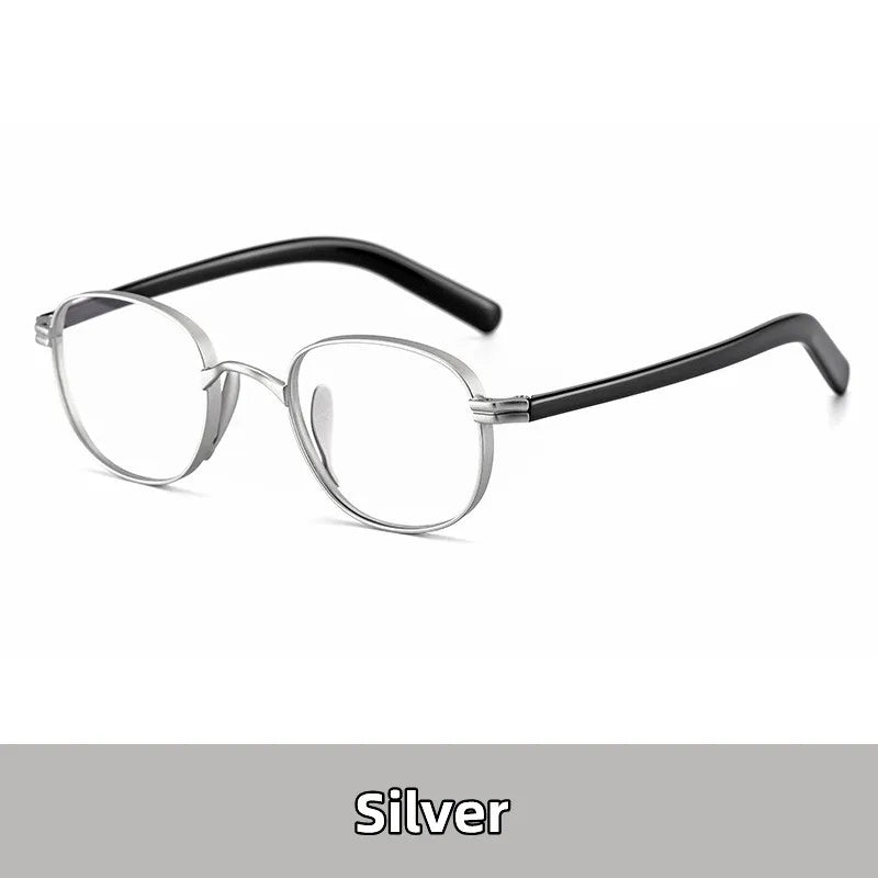 Kocolior Unisex Full Rim Round Titanium Hyperopic Reading Glasses 8017 Reading Glasses Kocolior Silver 0 