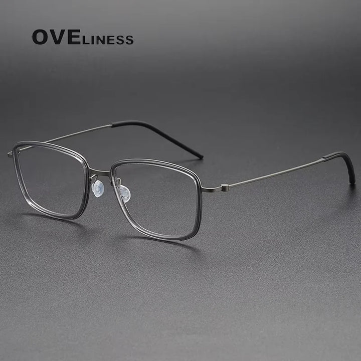 Oveliness Unisex Full Rim Square Acetate Titanium Eyeglasses 35803