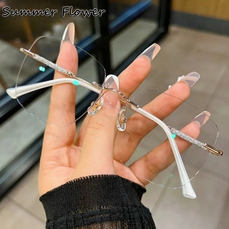 Summer Flower Women's Rimless Square Titanium Eyeglasses 369112
