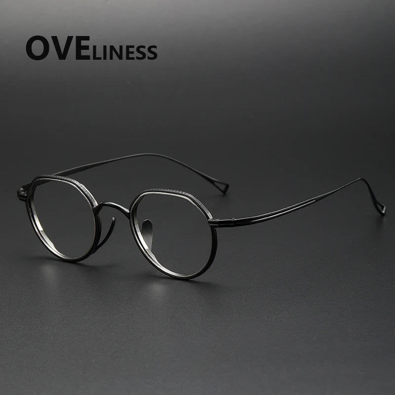 Oveliness Women's Full Rim Flat Top Round Titanium Eyeglasses 62123