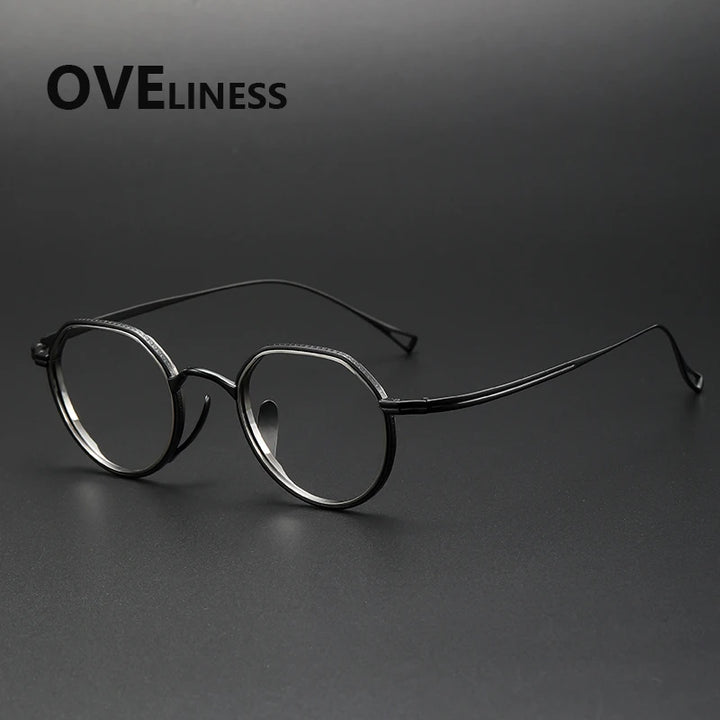 Oveliness Women's Full Rim Flat Top Round Titanium Eyeglasses 62123