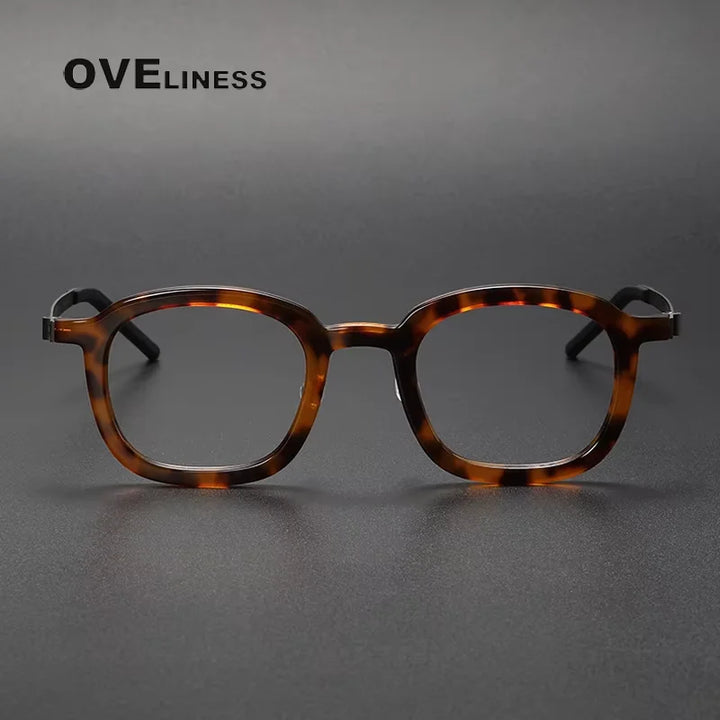 Oveliness Unisex Full Rim Oval Square Acetate Titanium Eyeglasses 1050 Full Rim Oveliness   