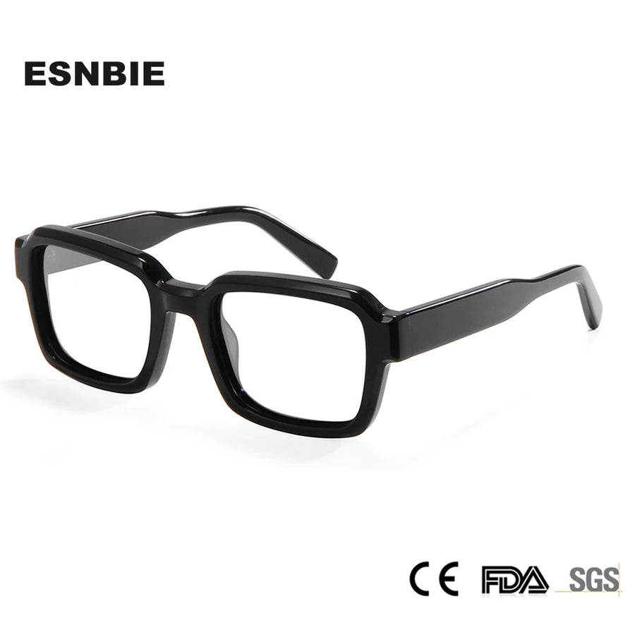 Esnbie Unisex Full Rim Square Brow Line Thick Acetate Eyeglasses 23102 Full Rim Esnbie   