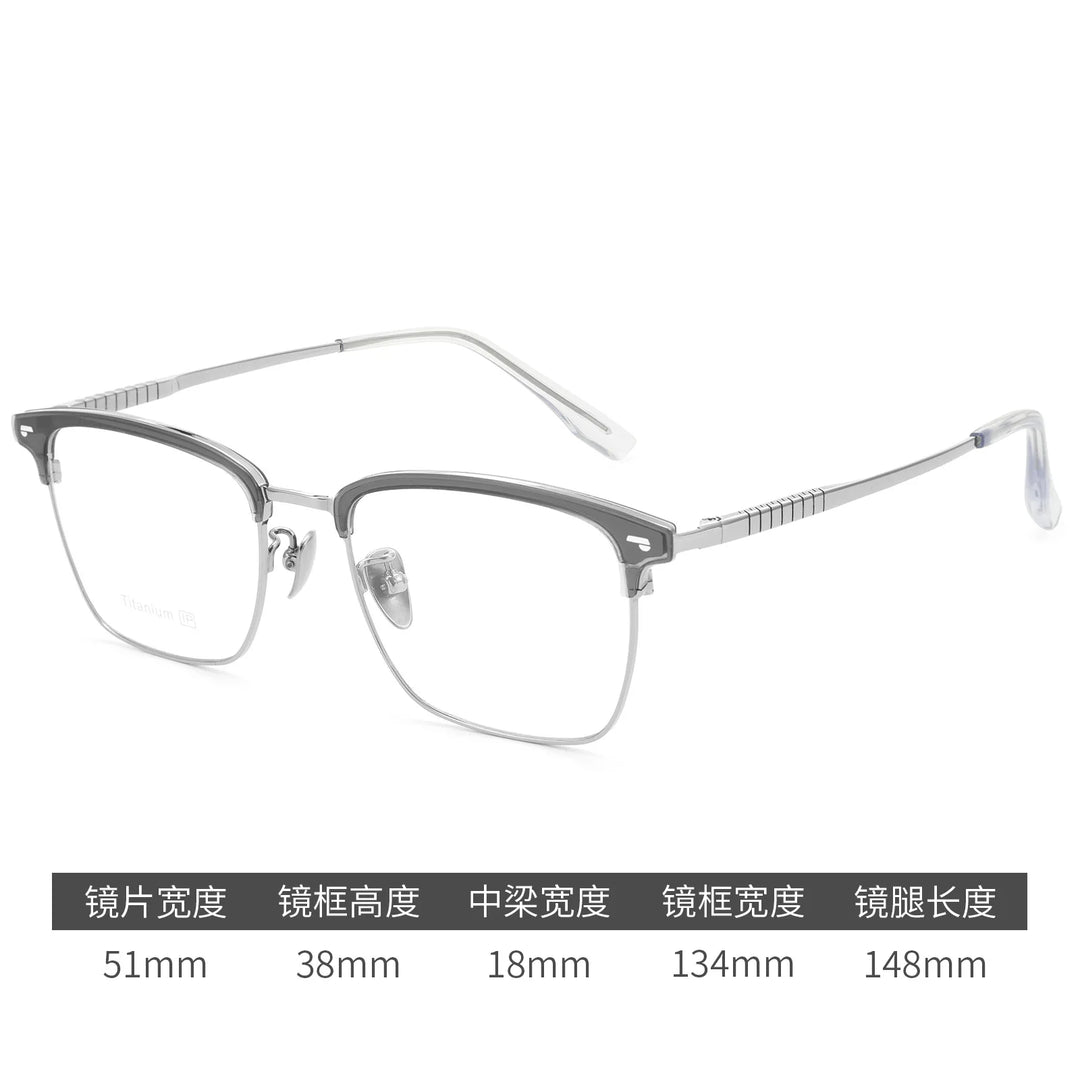 Bclear Unisex Semi Rim Browline Titanium Eyeglasses BSF-18206T