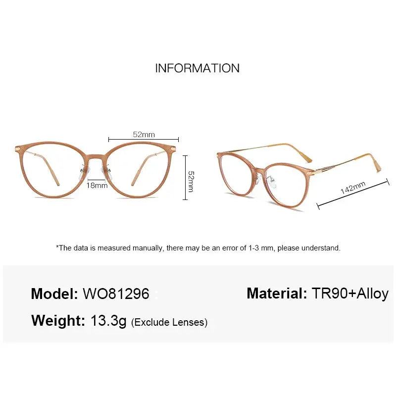 Gmei 812964 Women's Full Rim Oval Round Tr 90 Titanium Frames FuzWeb