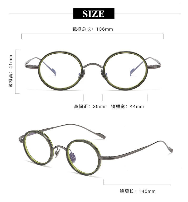 Black Mask Women's Full Rim Round Titanium Acetate Eyeglasses 886860