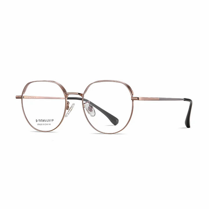 Ralferty Unisex Full Rim Flat Top Oval Titanium Eyeglasses R6225 Full Rim Ralferty C2 RoseGold CHINA 