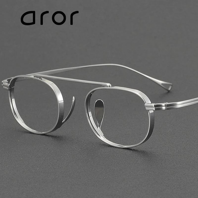 Aror Unisex Full Rim Square Brow Line Titanium Eyeglasses 95047