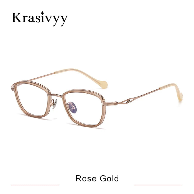 Krasivyy Unisex Full Rim Oval Square Titanium Acetate Eyeglasses 316895