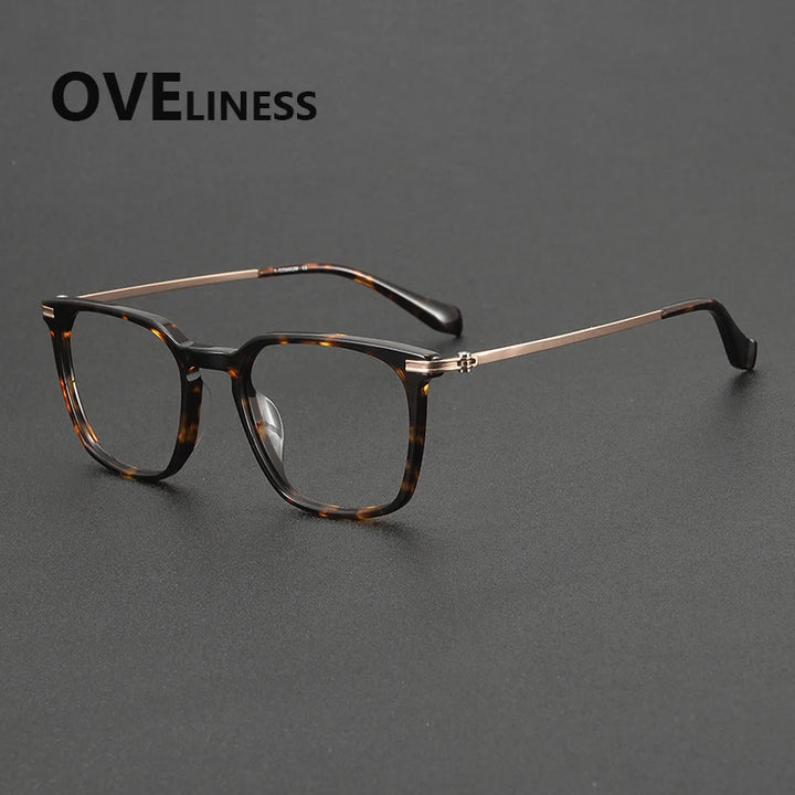 Oveliness Unisex Full Rim Oval Square Acetate Titanium Eyeglasses 90011