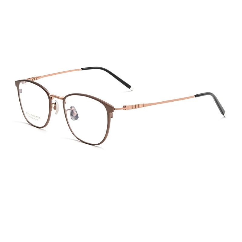 Gmei Unisex Full Rim Square Titanium Eyeglasses 2101 Full Rim Gmei Optical Brown  