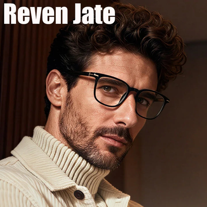 Reven Jate Unisex Full Rim Square Acetate Prescription Eyeglasses 32205