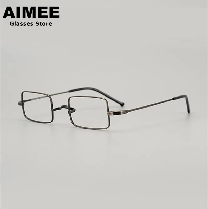 Aimee Unisex Full Rim Small Square Titanium Eyeglasses 88083 Full Rim Aimee Gun-Grey  