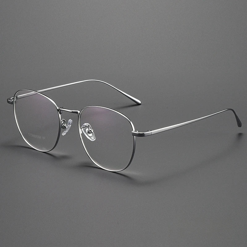 Yimaruili Unisex Full Rim Square Titanium Alloy Eyeglasses Y01052 Full Rim Yimaruili Eyeglasses Silver  