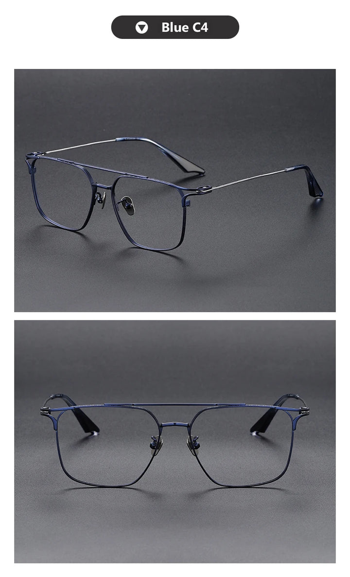 Oveliness Unisex Full Rim Square Double Bridge Titanium Eyeglasses 381000