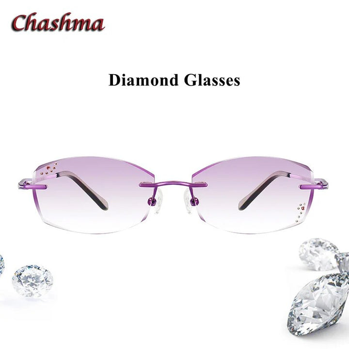 Chashma Ochki Women's Rimless Square Titanium Eyeglasses 99102 Rimless Chashma Ochki   