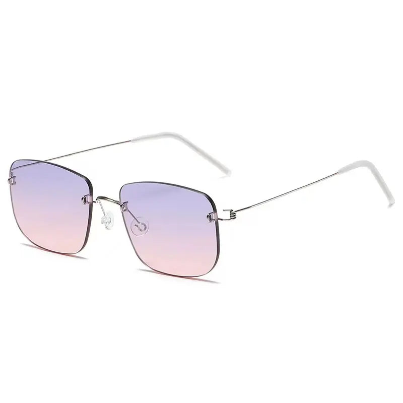 Aimee Women's Rimless Square Screwless Titanium Sunglasses 742366