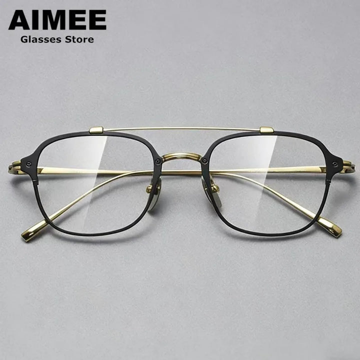 Aimee Unisex Full Rim Square Double Bridge Titanium Eyeglasses 541031