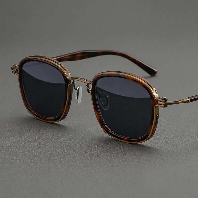 Black Mask Men Full Rim Square Titanium Polarized Sunglasses BM-A5863S