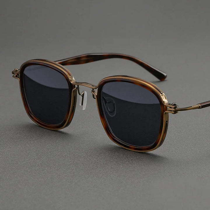 Black Mask Men Full Rim Square Titanium Polarized Sunglasses BM-A5863S