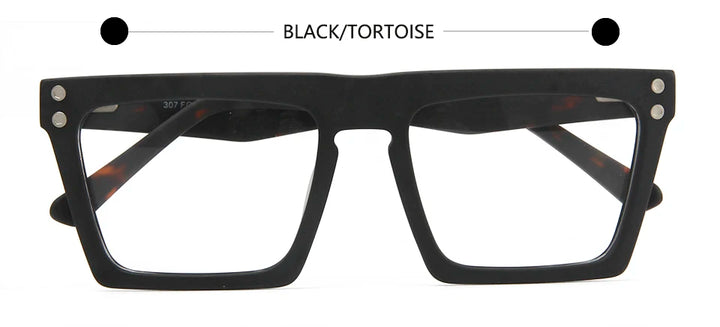 Esnbie Unisex Full Rim Big Square Brow Line Acetate Eyeglasses 30623 Full Rim Esnbie Black Tortoise  