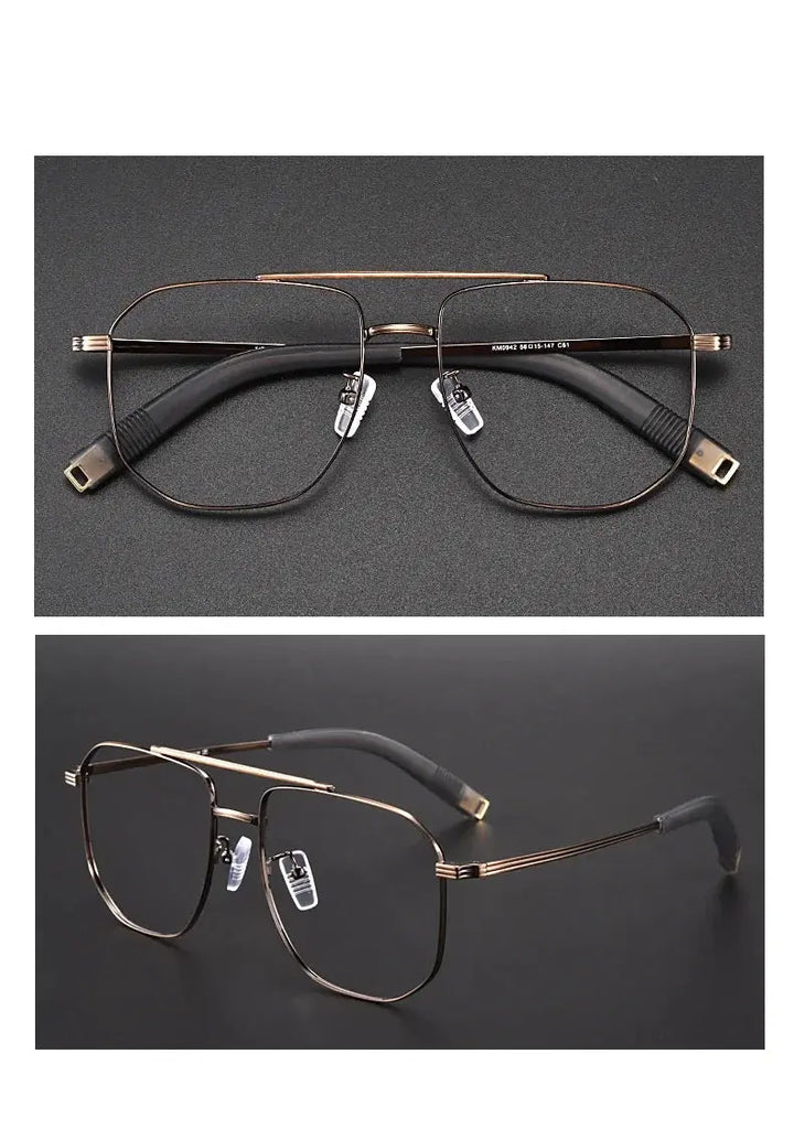 Hdcrafter Unisex Full Rim Square Double Bridge Titanium 942000 FuzWeb