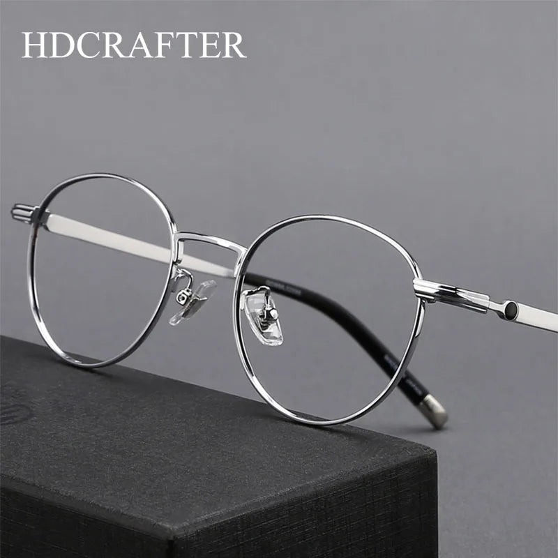 Hdcrafter Unisex Full Rim Round Titanium Eyeglasses 0172O Full Rim Hdcrafter Eyeglasses   