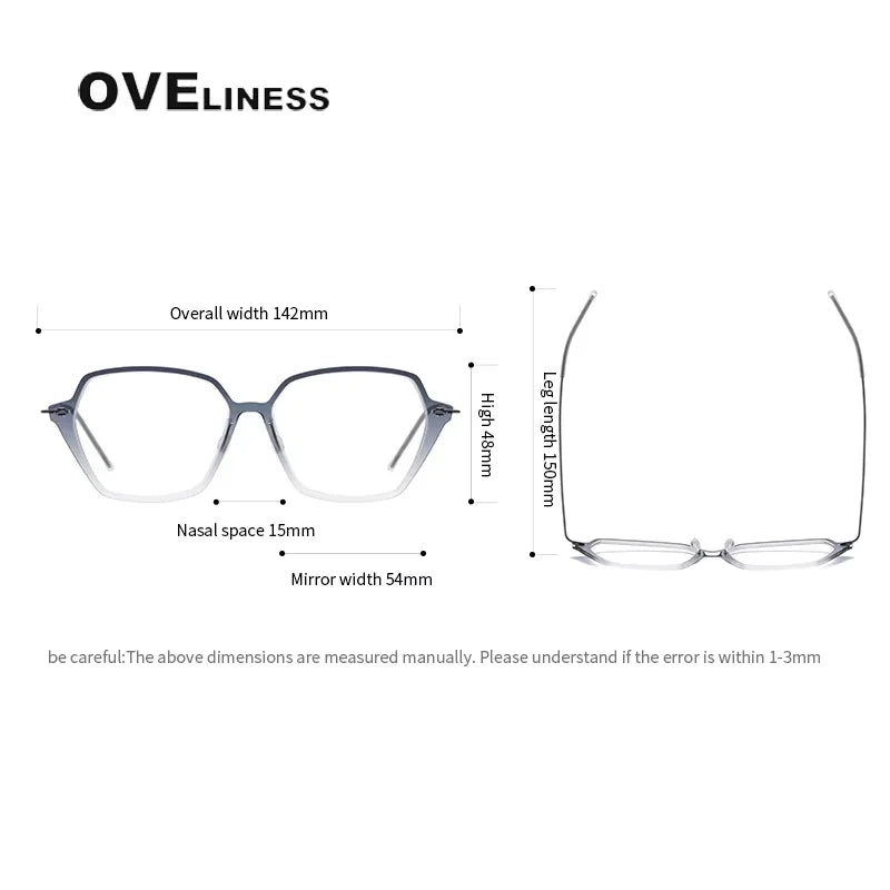 Oveliness Unisex Full Rim Square Acetate Titanium Eyeglasses 6621 Full Rim Oveliness