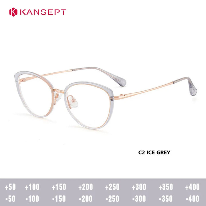 Kansept Women's Full Rim Oval Cat Eye Tr 90 Alloy Reading Glasses 75740