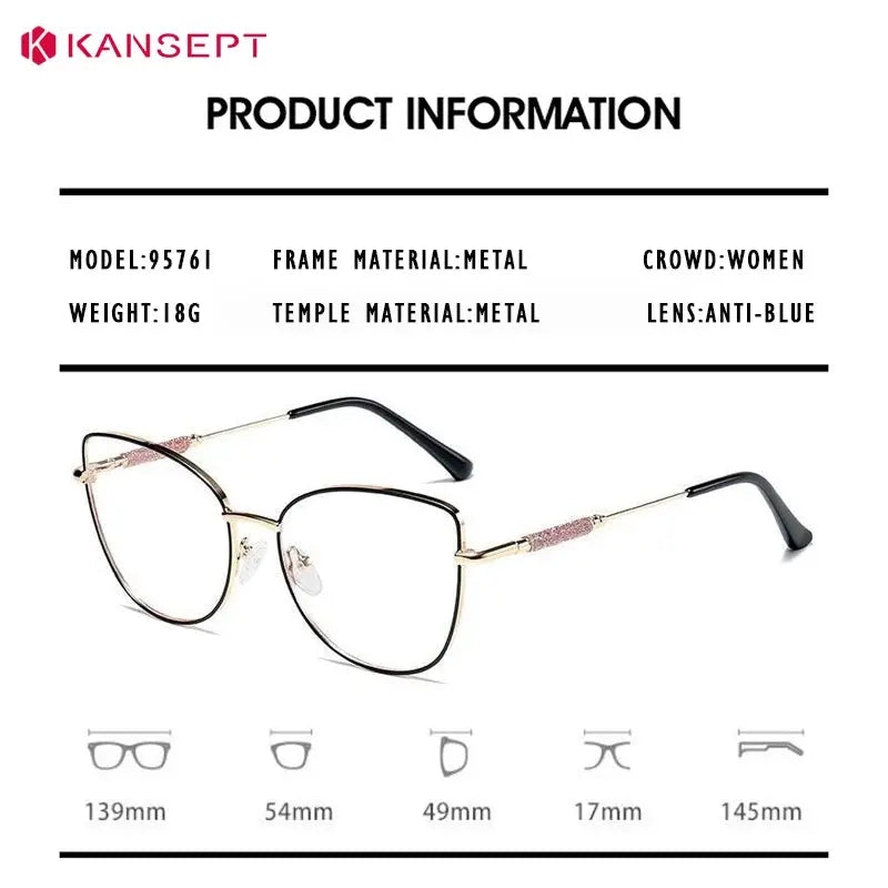 Kansept Unisex Full Rim Cat Eye Metal Frames 957610 FuzWeb