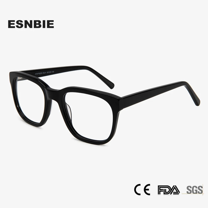 Esnbie Unisex Full Rim Big Square Acetate Eyeglasses 31823 Full Rim Esnbie   