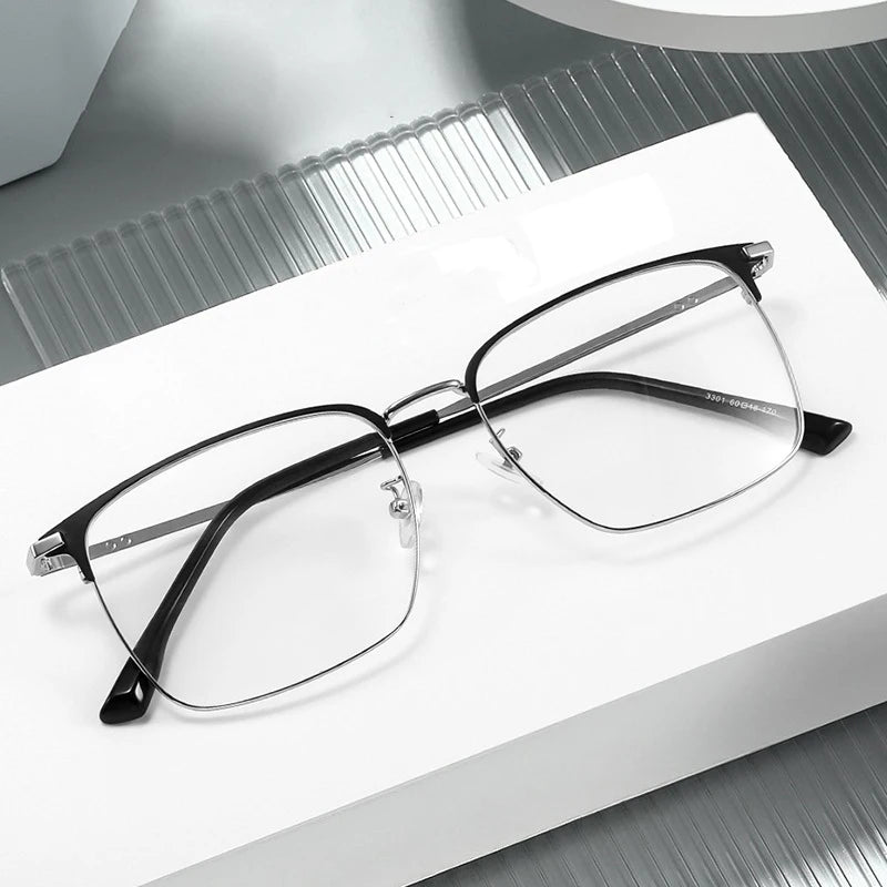 Hdcrafter Men's Full Rim Large Square Titanium 160mm Eyeglasses 3301 Full Rim Hdcrafter Eyeglasses   