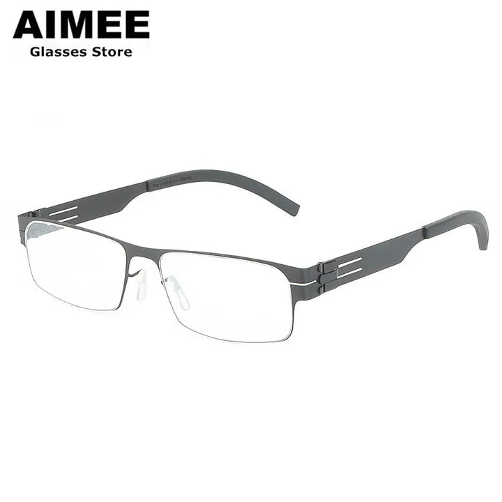 Aimee Women's Full Rim Square Screwless Steel Eyeglasses 13517 Full Rim Aimee Black  