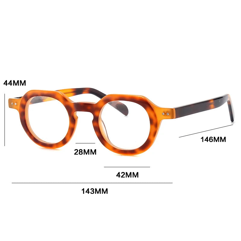 Gatenac Unisex Full Rim  Flat Top Round Acetate Eyeglasses G56071