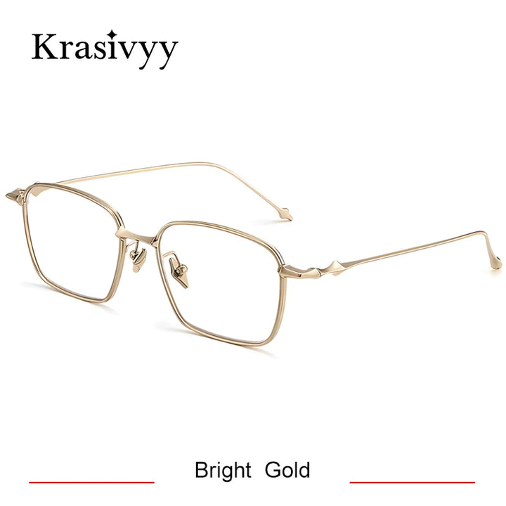 Krasivyy Women's Full Rim Oval Square Titanium Eyeglasses 44300 Full Rim Krasivyy Bright Gold  