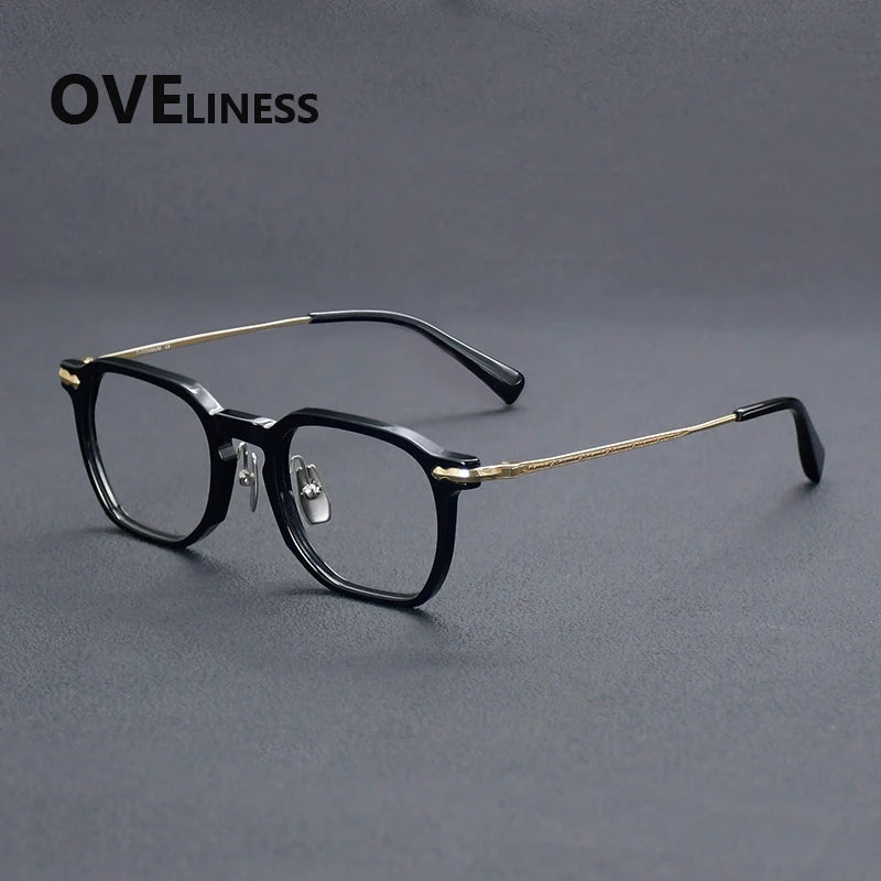 Oveliness Unisex Full Rim Square Acetate Titanium Eyeglasses 926024