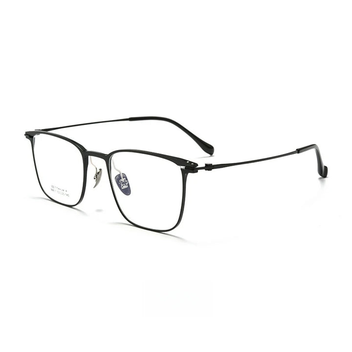 Yimaruili Men's Full Rim Square Titanium Eyeglasses 41726 Full Rim Yimaruili Eyeglasses Black