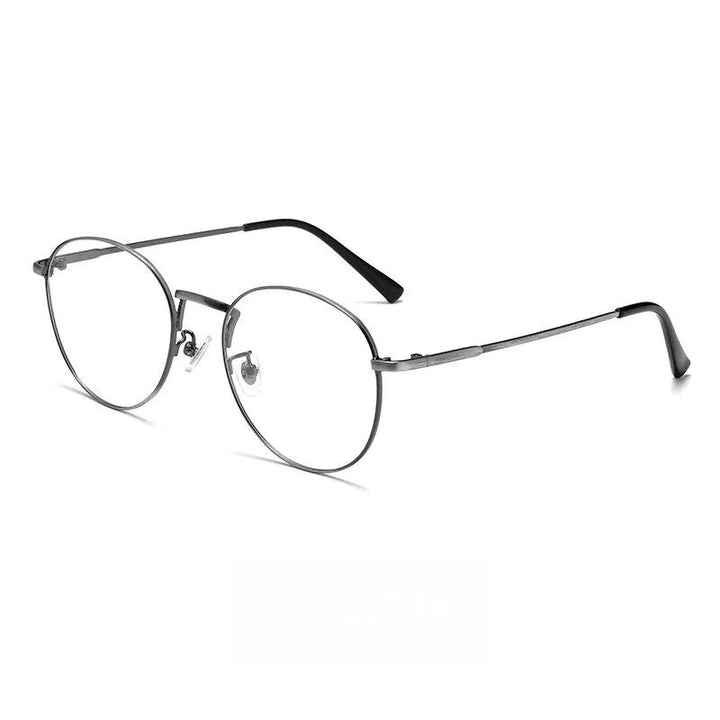 Yimaruili Men's Full Rim Round Titanium Alloy Eyeglasses 9254 Full Rim Yimaruili Eyeglasses Ancient Gray  