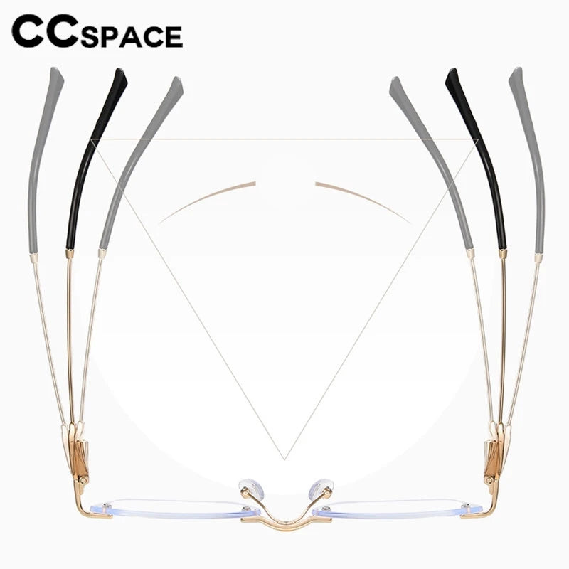 CCspace Women's Rimless Square Alloy Spring Hinge Eyeglasses 302086 Rimless CCspace   