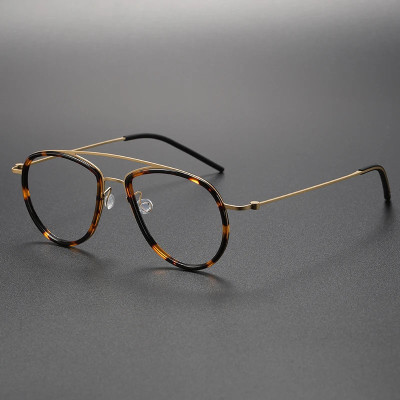 Muzz Unisex Full Rim Oval Double Bridge Titanium Acetate Eyeglasses 45507