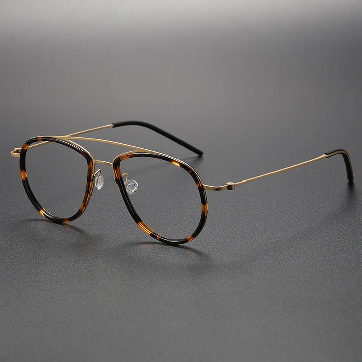 Muzz Unisex Full Rim Oval Double Bridge Titanium Acetate Eyeglasses 45507